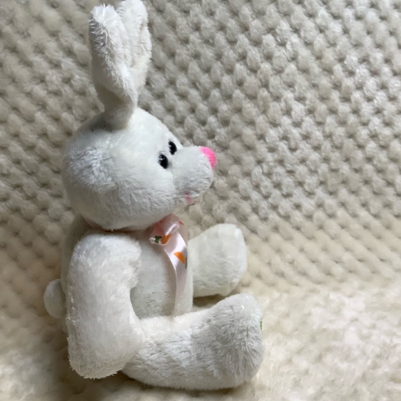 Unbranded White Plush Bunny Rabbit Embroidered Carrot Foot Stuffed Animal Toy - Picture 7 of 12